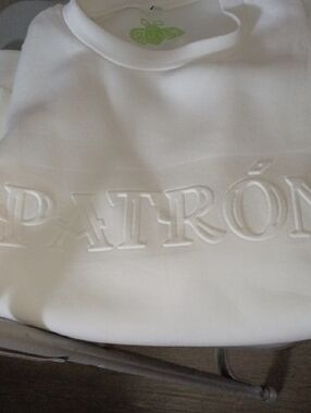 'Patron'Tequila-Super Soft White Embossed Logo Sweatshirt